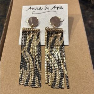 Anna & Ava Gold and Black Fringe Earrings
